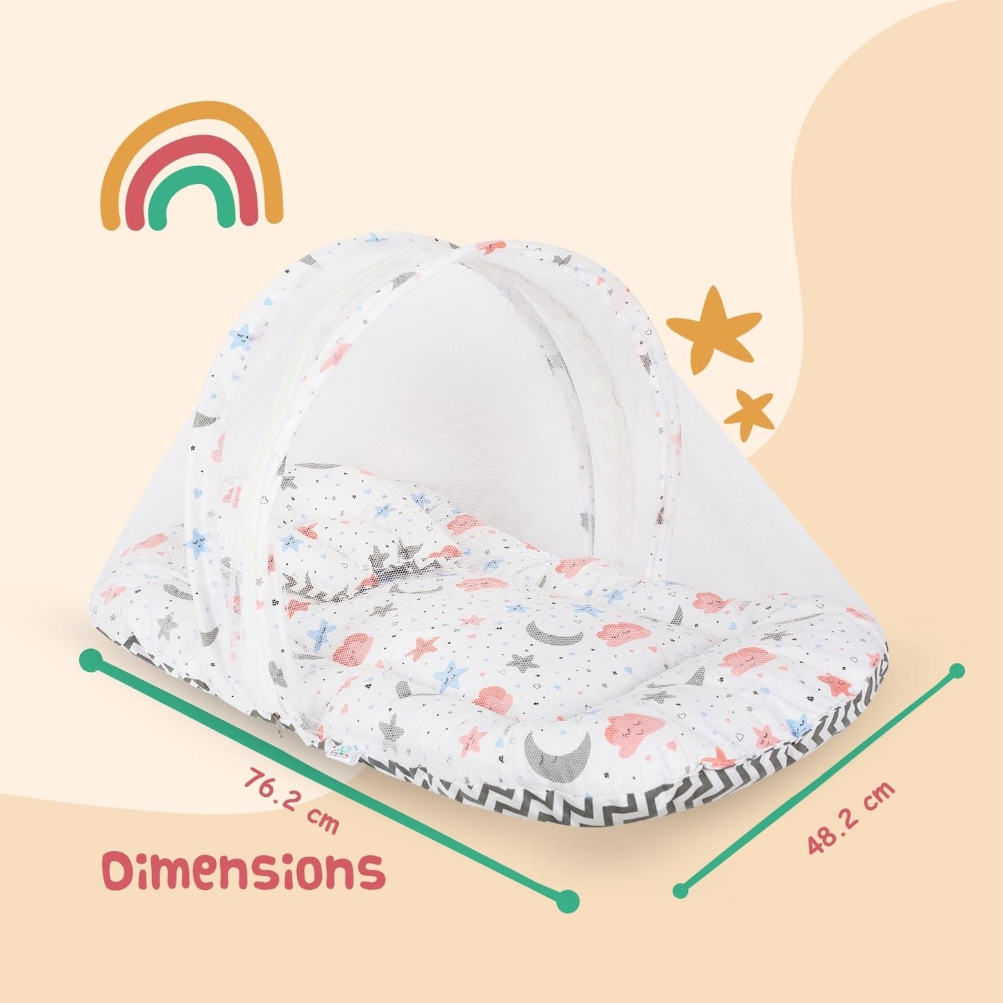 Baby Bed with Mosquito Net (Dreamy Skies)