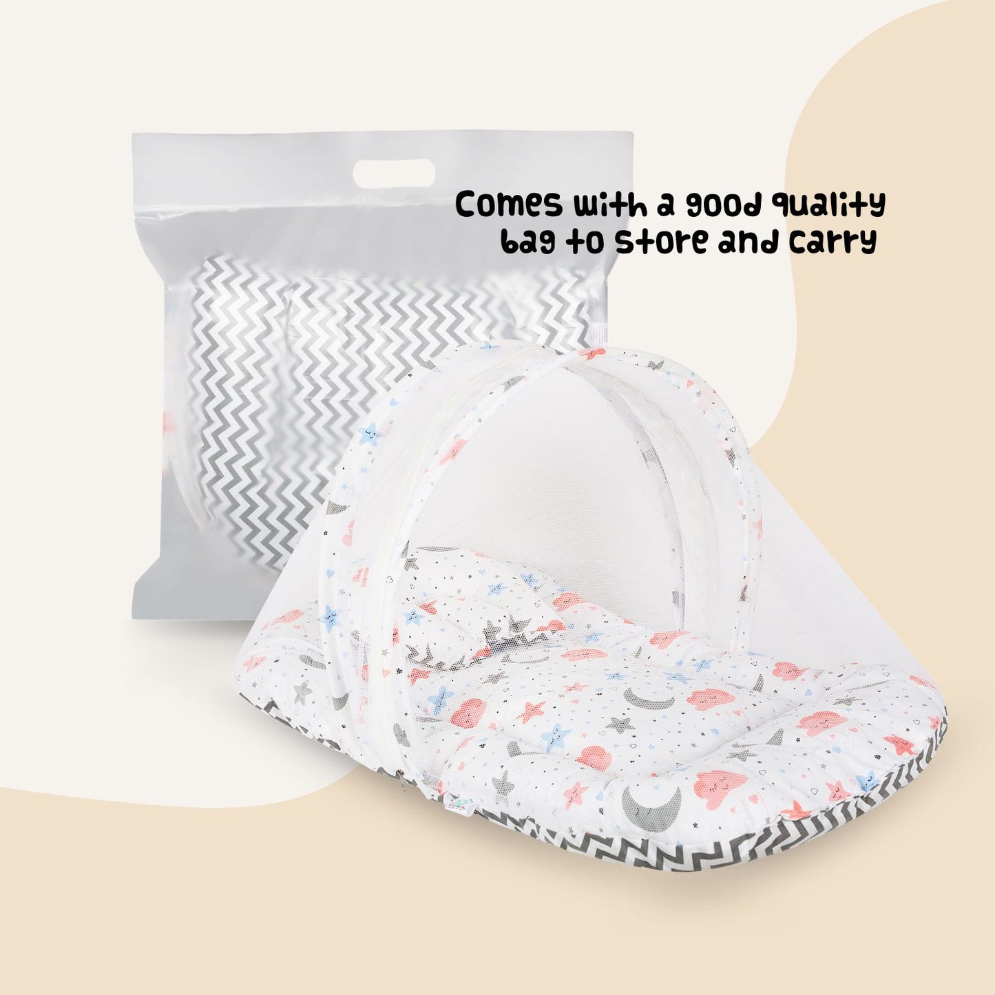 Baby Bed with Mosquito Net (Dreamy Skies)