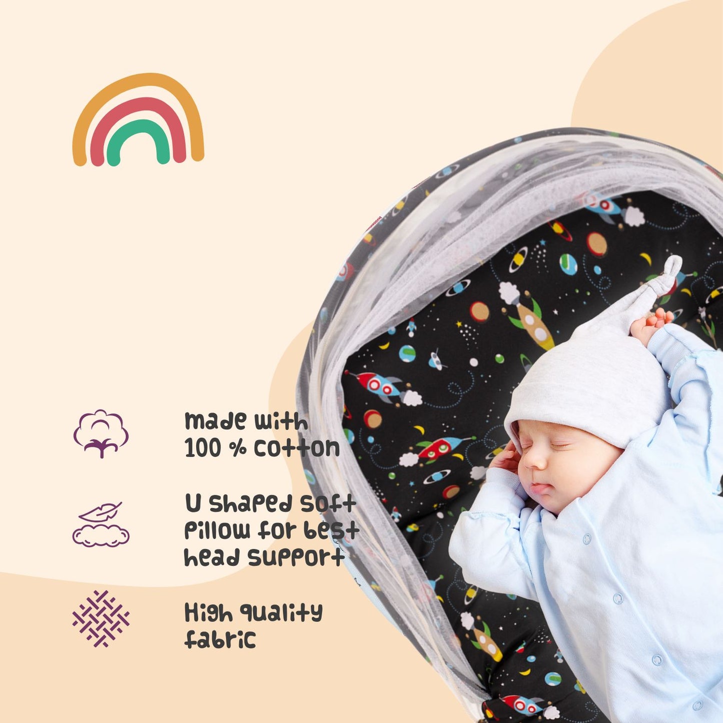 Baby Bed with Mosquito net (Space Snuggles)
